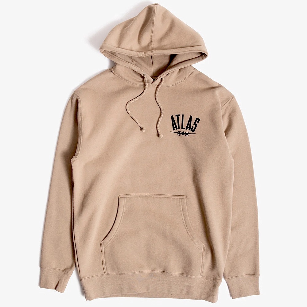 Atlas Skateboarding Plane Hooded Sweatshirt Sand/Black Size Large